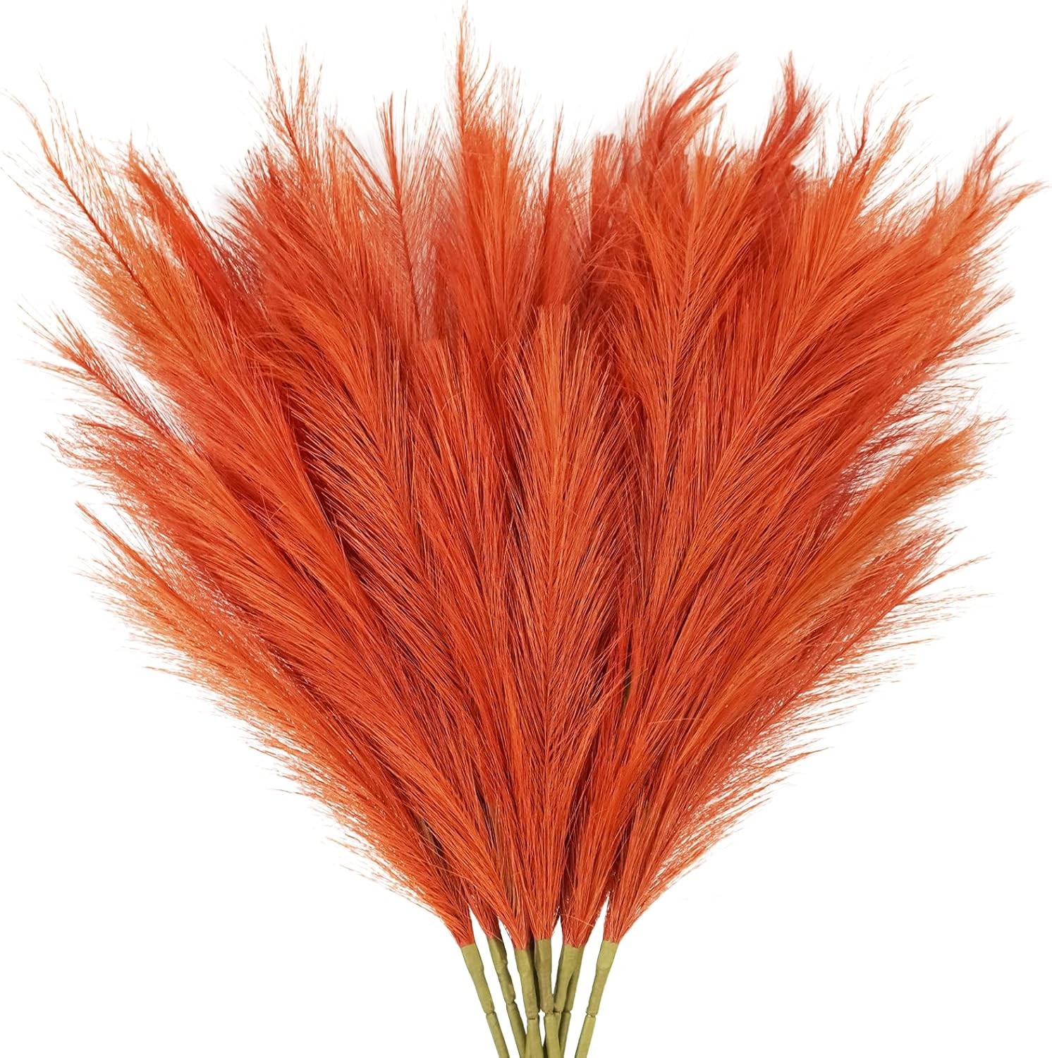 8pcs Orange Pampas Grass Tall, 35″ Fluffy Faux Colored Pompas Grass Artificia…