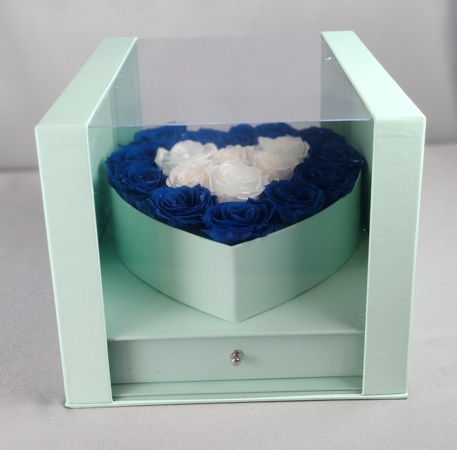 Everlasting Love Heart Jewelry Box With Preserved Roses