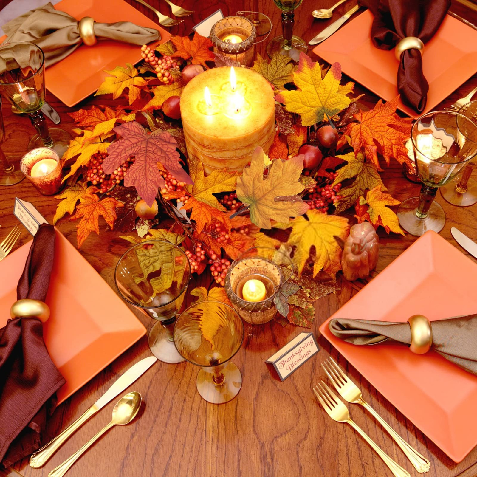 50 PCS Fall Artificial Maple Leaves Assorted Mixed Realistic Crafts Decor