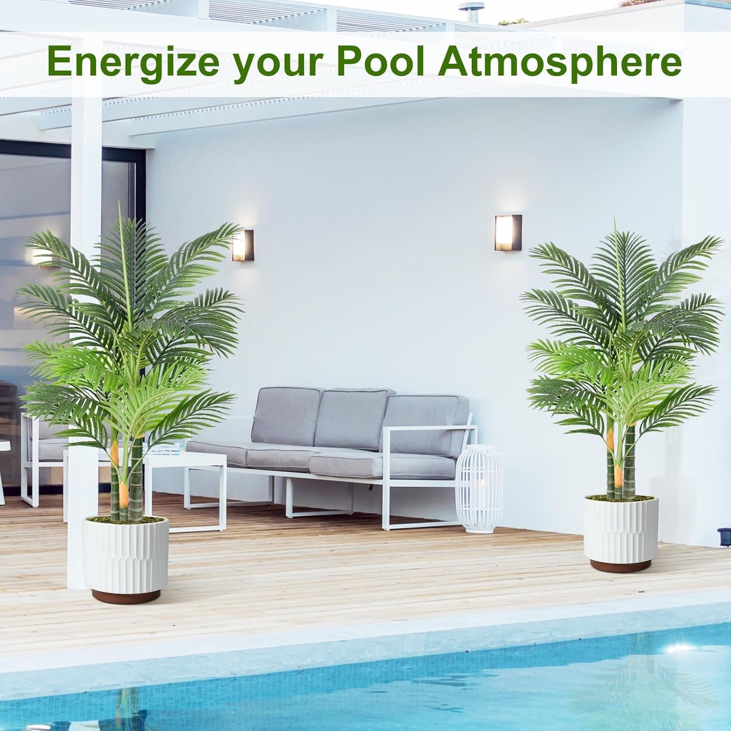 Luxury 4ft Triple Golden Cane Palm Artificial Tree – Indoor/Outdoor 2-Pack