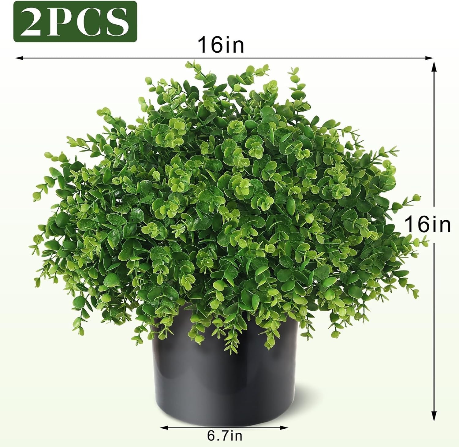 2 Set Real Touch Artificial Eucalyptus Topiary Trees for Outdoor Decor – 16″ …
