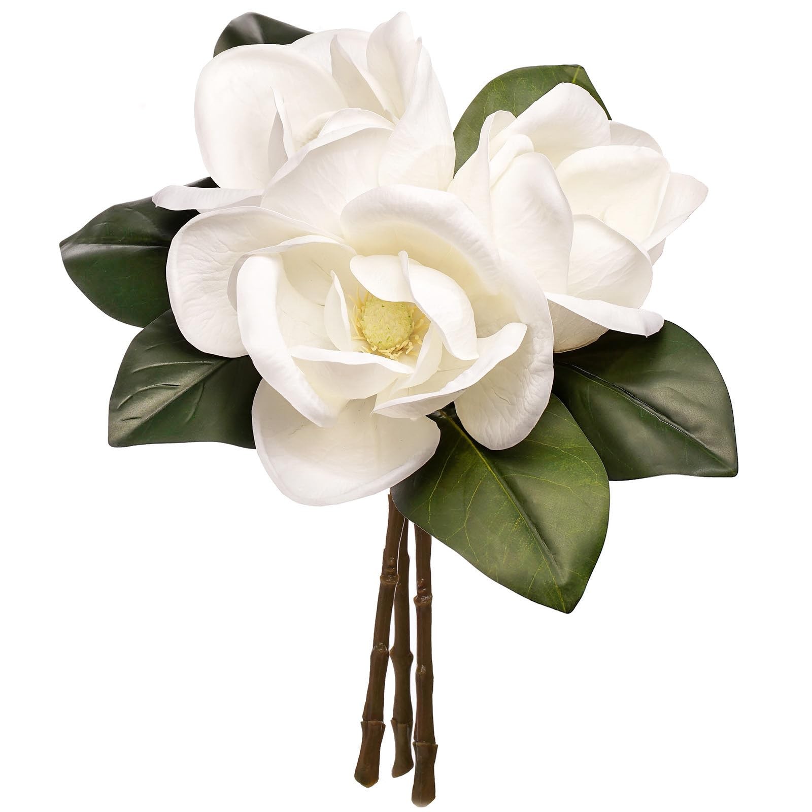FlorisDecor 3 Stems Real Touch Creamy White Southern Magnolia 3 Stems,