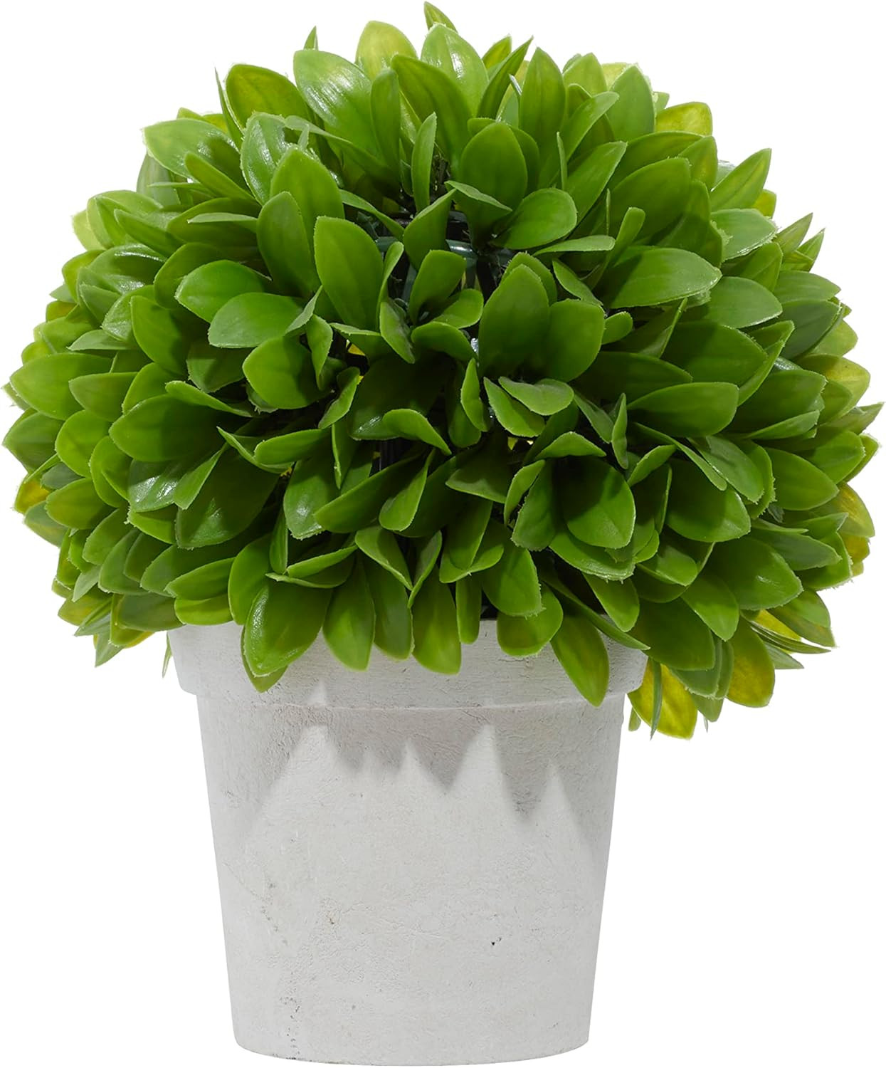 8X8X10 Faux Boxwood Topiary Ball, Artificial Foliage, Beige Paper Pot, Green
