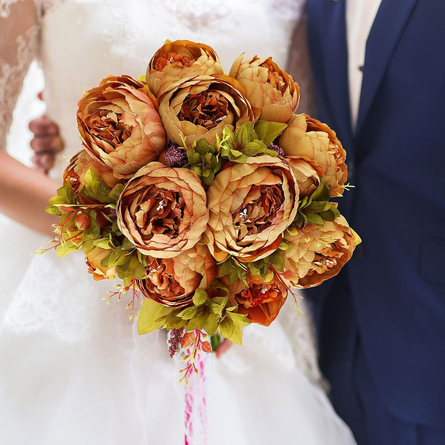 2 Bunches Artificial Silk Peony Vintage Flower Bouquet for Party Home Table Cent