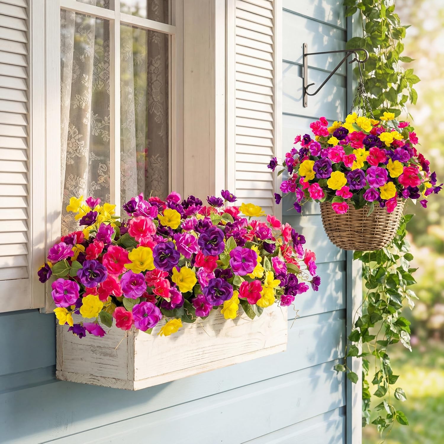 Artificial Flowers for Outdoors, 6 Bundles Multicolor Silk Fake Hibiscus Flowers