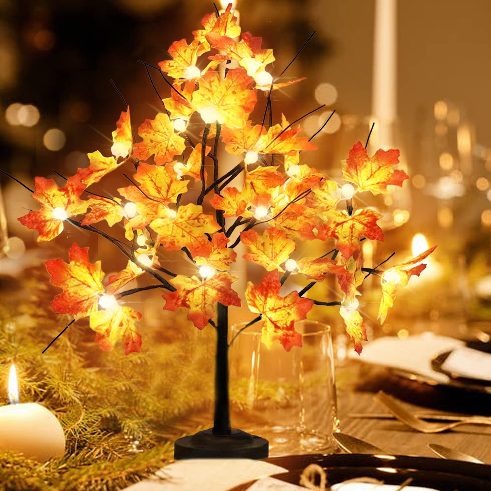 Maple Tree Light for Fall Thanksgiving Decor 24 LED Lighted Maple Tree with L…