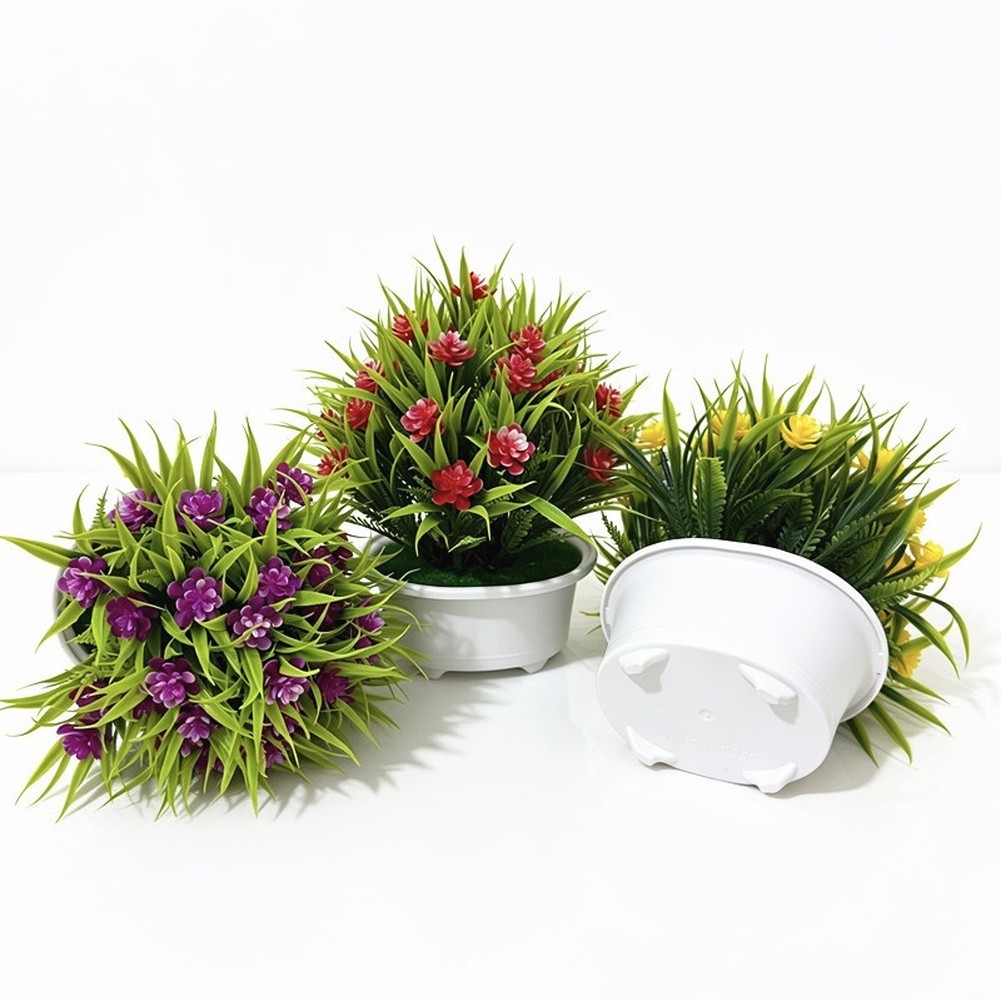 Vibrant Artificial Rose Plant in Pot 17 cm Wide for Indoor Table Centerpiece