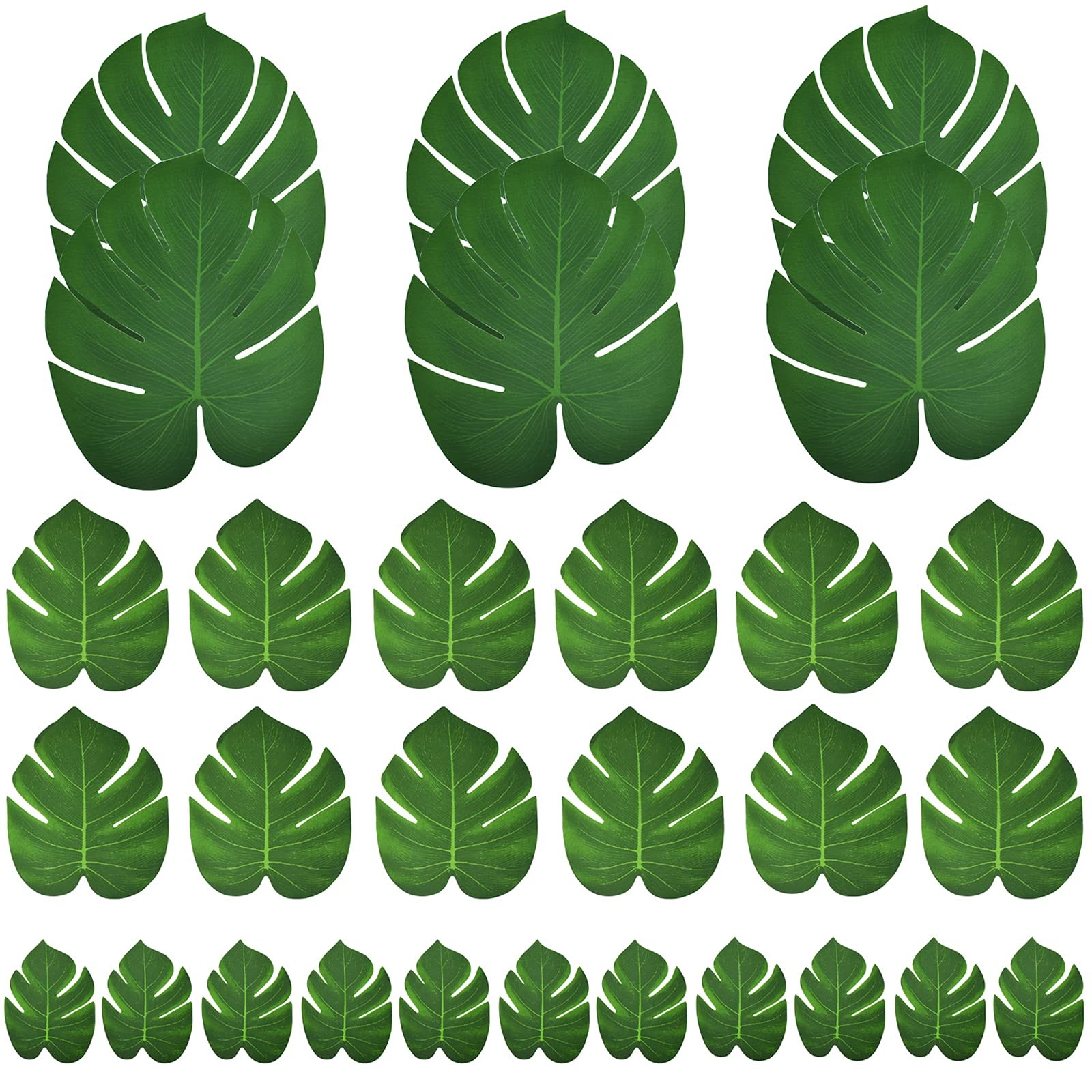 30 PCS Tropical Artificial Palm Leaves Monstera Party Decoration