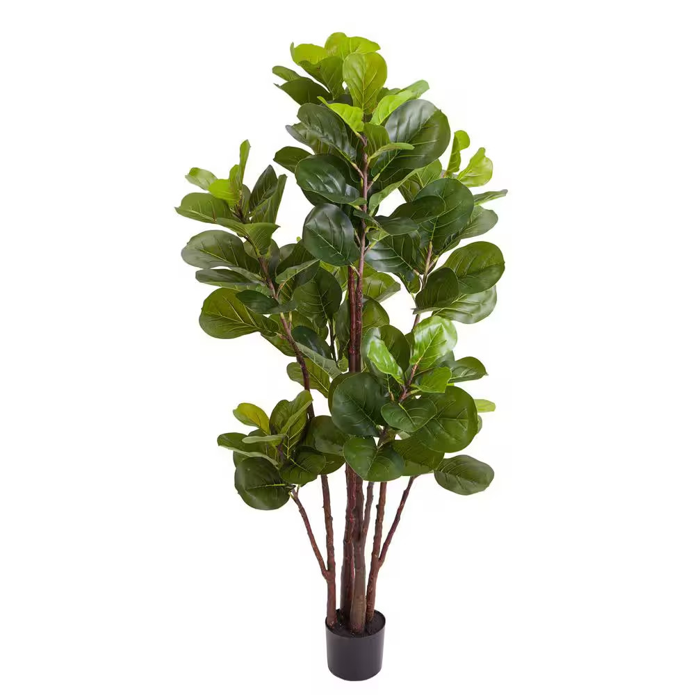3 Ft. Artificial Fiddle Leaf Fig Tree in Black Pot, Artificial Ficus Lyrata Tree