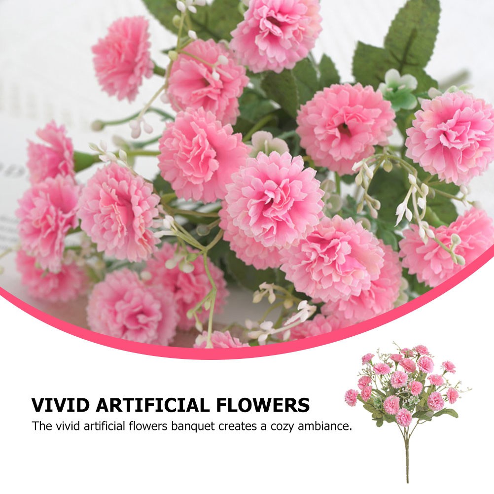 2Pcs Assorted Color Artificial Carnation Flower Decor Reusable Bouquet
