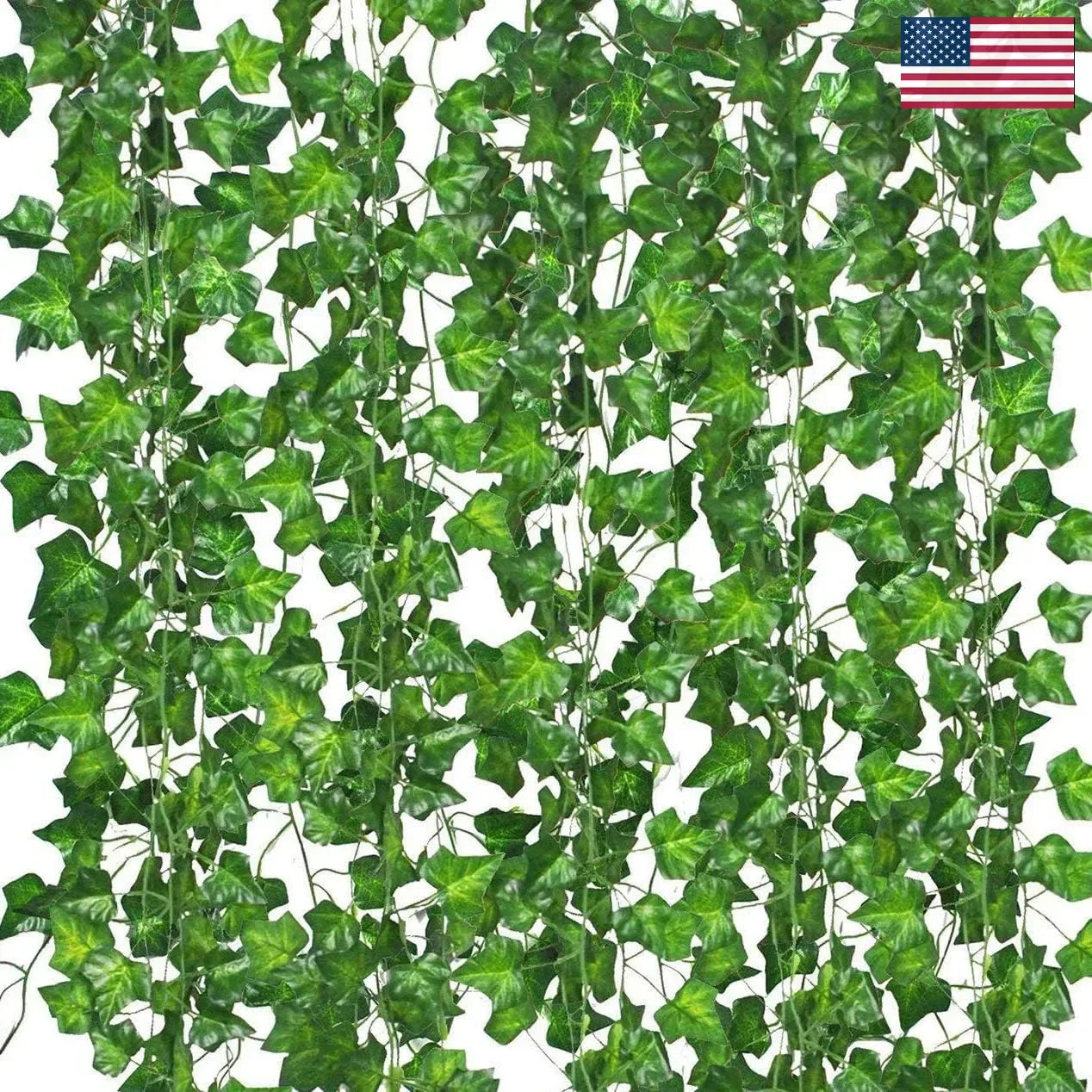 EZFLOWERY 12 Strands 84 Feet Artificial Ivy Vines Leaves, Silk Garland Fake FAST