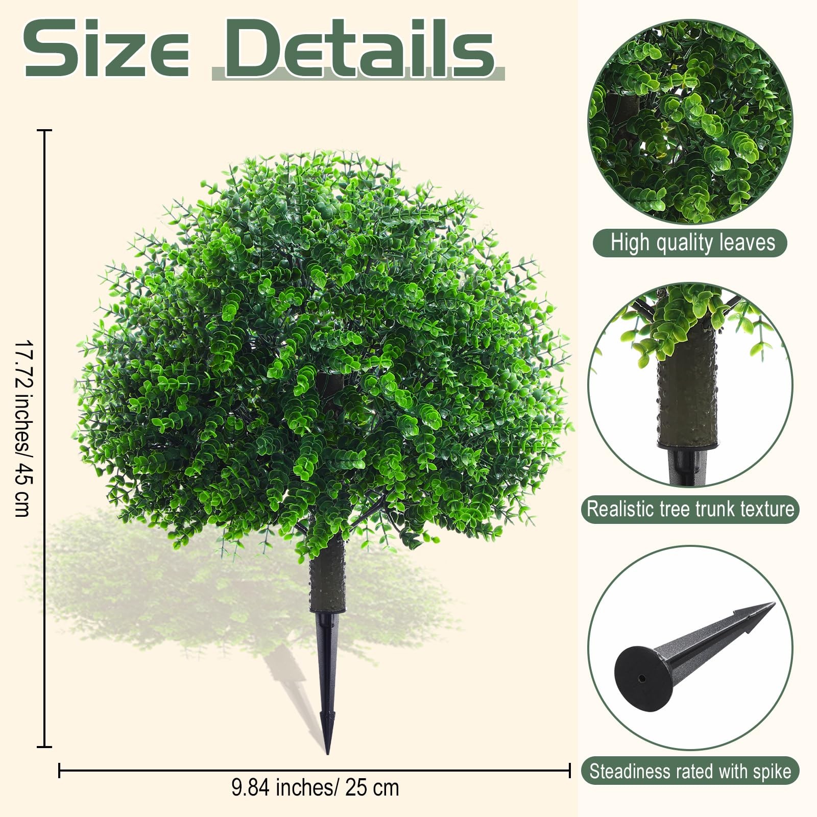 Artificial Boxwood Topiary Tree Set of 2, 18″ Tall UV Resistant Artificial Ou…