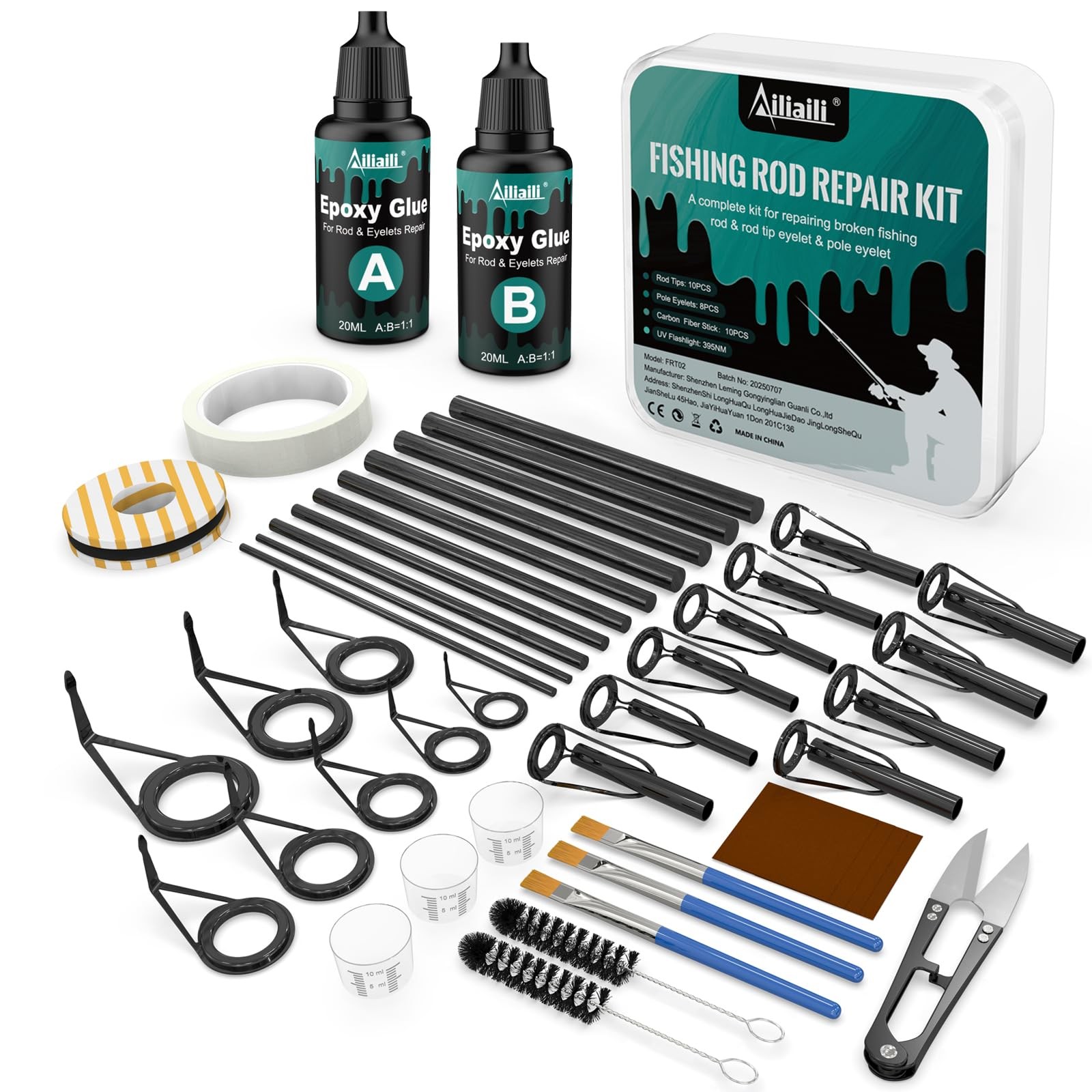 Fishing Rod Repair Kit – 3-in-1 Pole Complete black grey