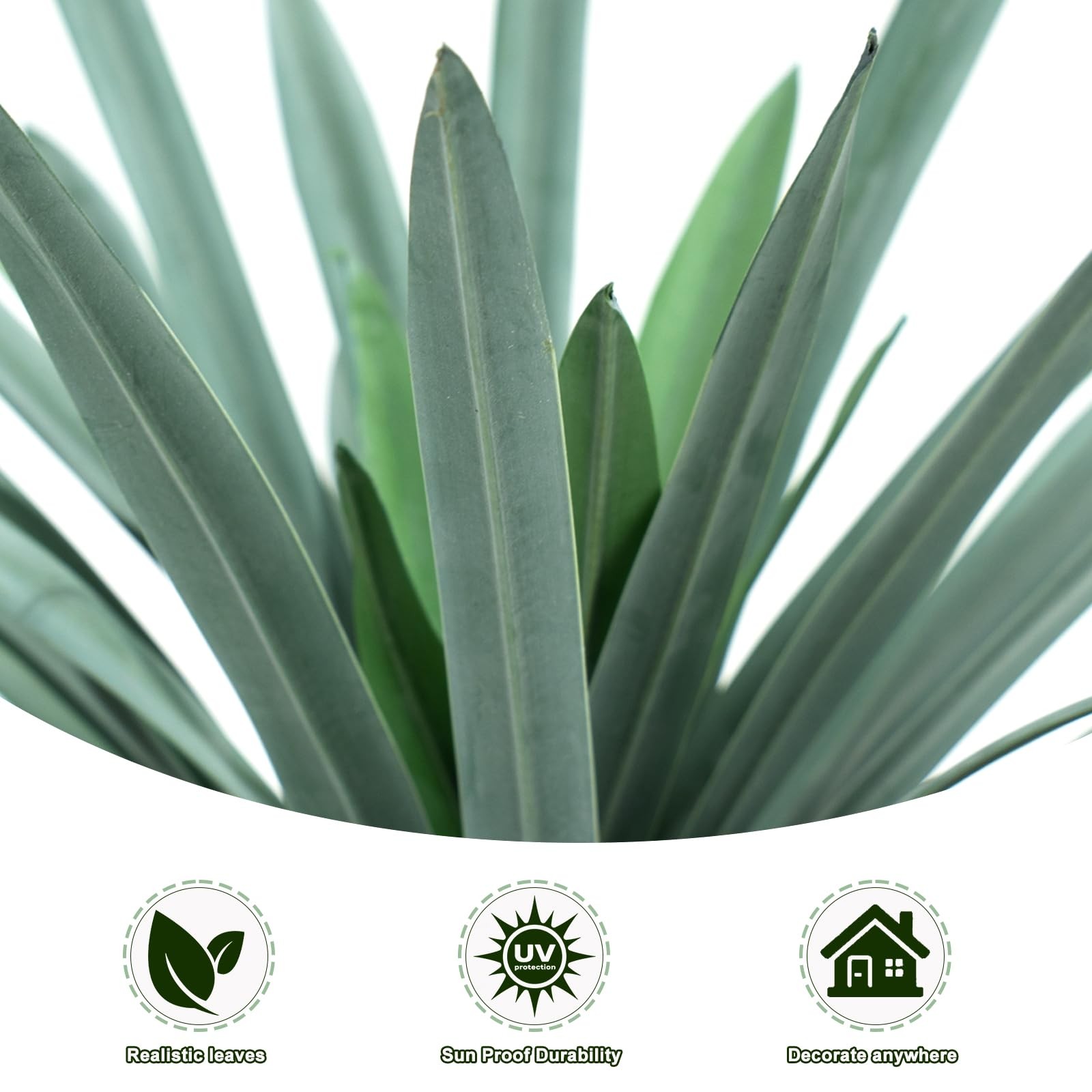 Gray Leaves Artificial Agave Plant with 36 Leaves, 23.62in for Indoor & Outdo…