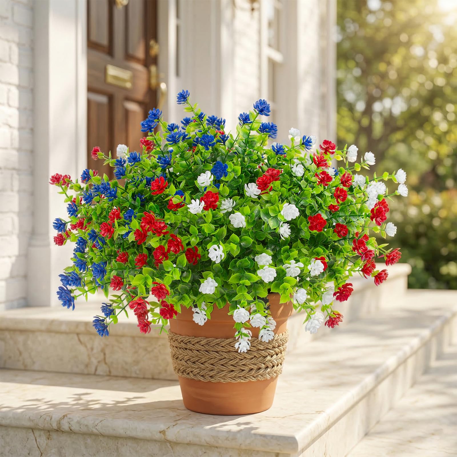 48 Pcs Artificial Flowers Outdoor, Faux Artificial Plants UV Resistant Plasti…