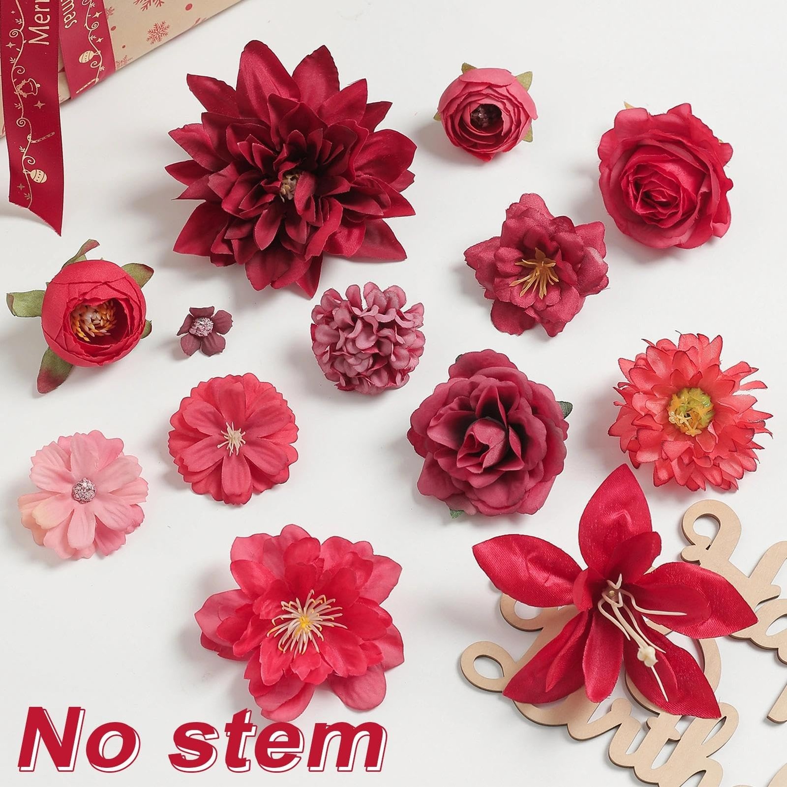 Artificial Flowers Heads Combo Red Flowers Mix Silk Flowers Heads Bulk Faux R…