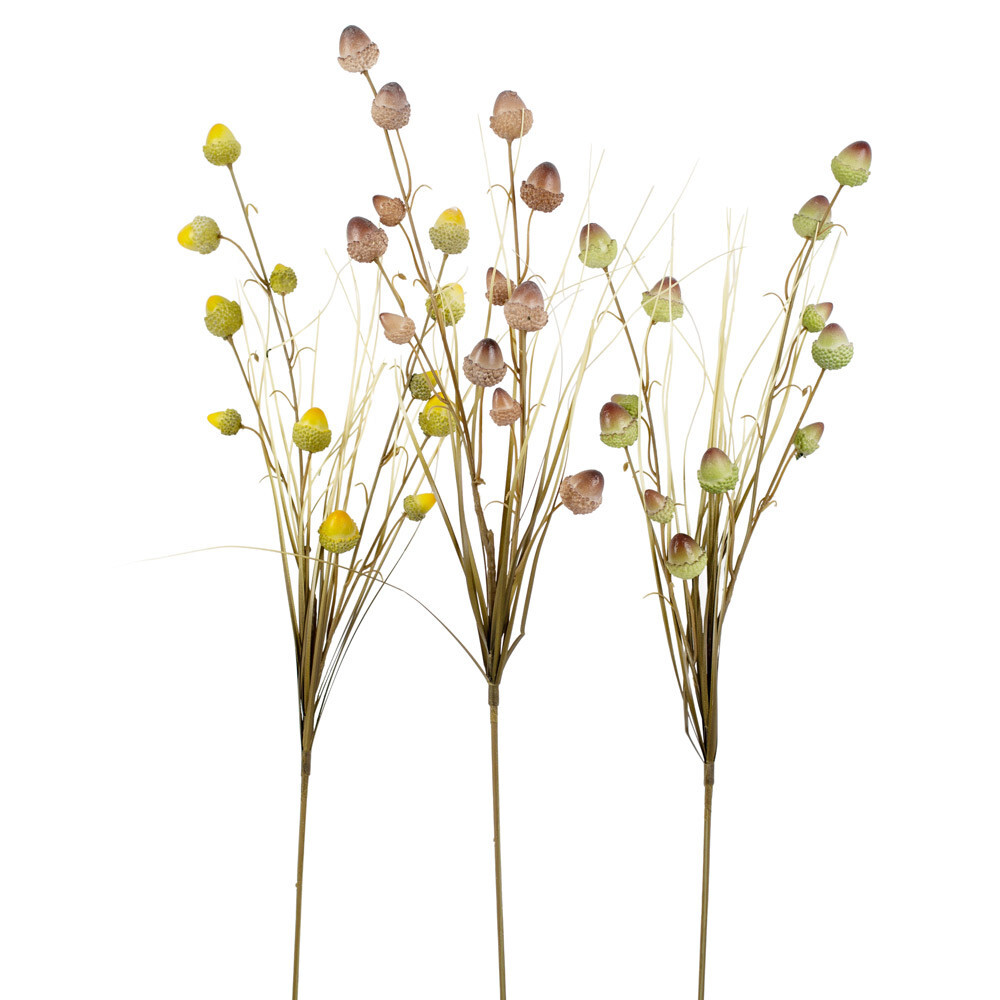 Lot of 4 Assorted Color Artificial Acorn and Grass Embellishing 26″ Sprays