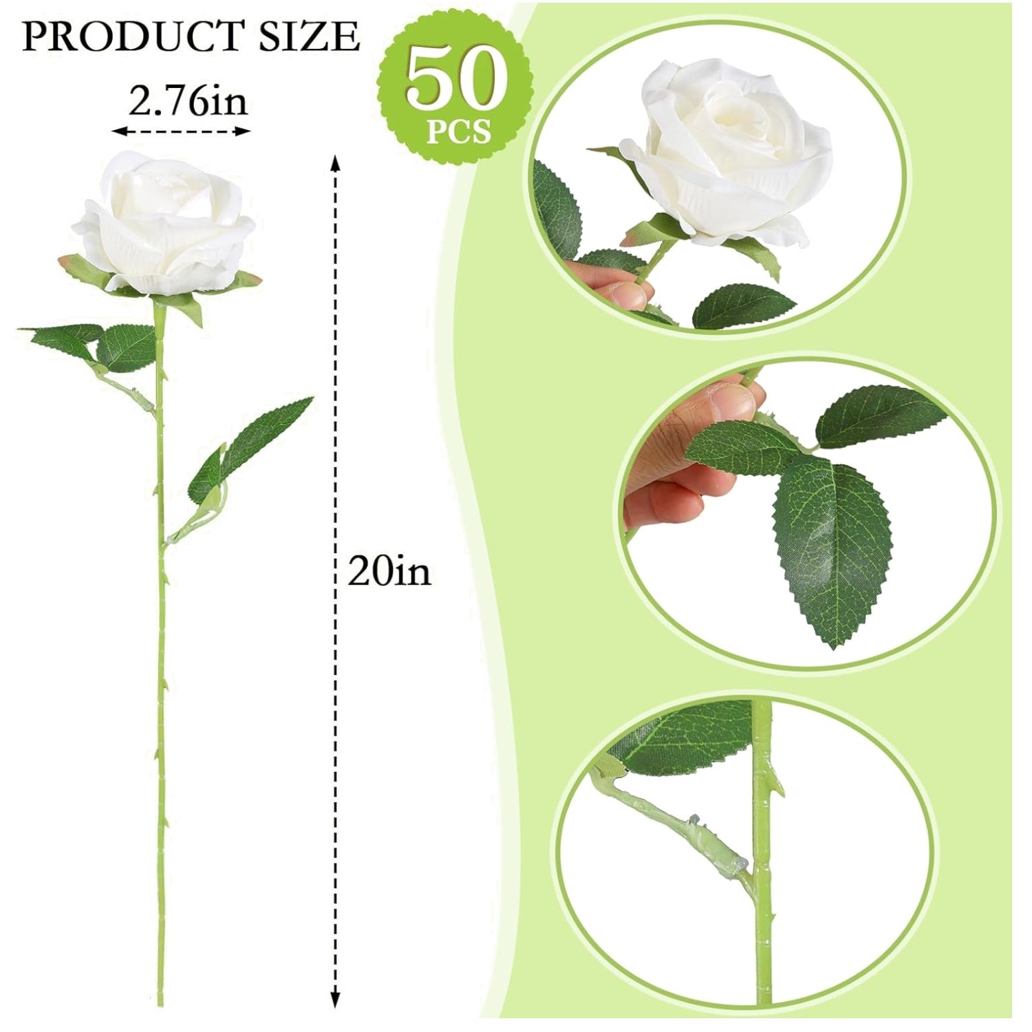 Realistic Velvet Silk Roses – 50 Pcs Artificial Flowers