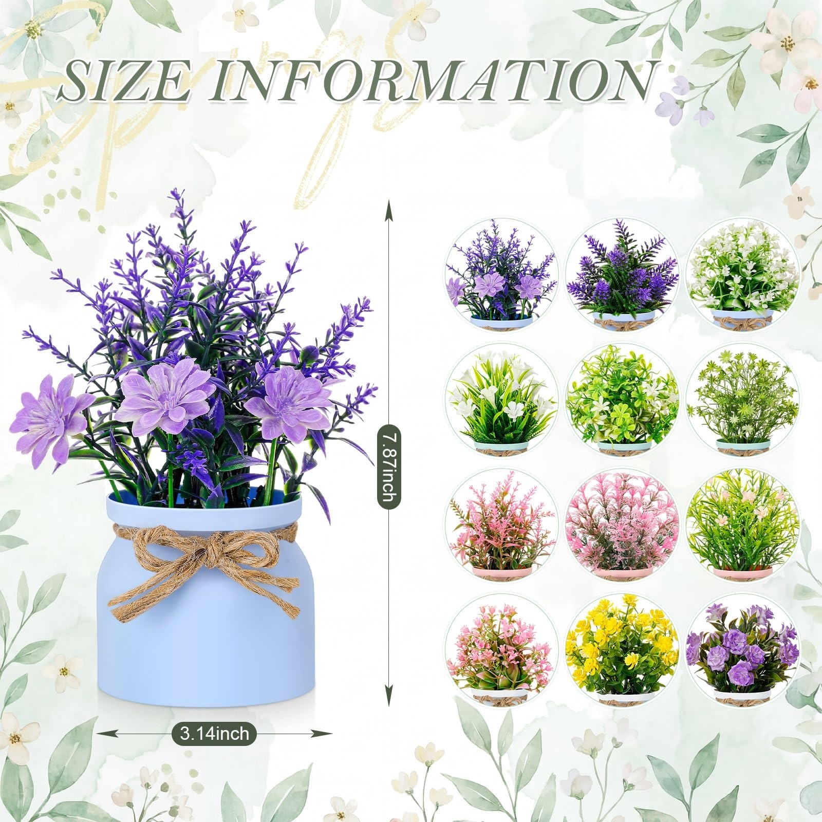 12 Pcs Mini Faux Potted Plants – Colorful Artificial Flowers for Home, Office, T
