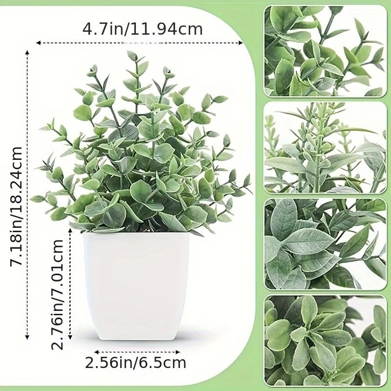 4 Pack Fake Plants Mini Artificial Greenery Potted Plants for Home Decor Indoor