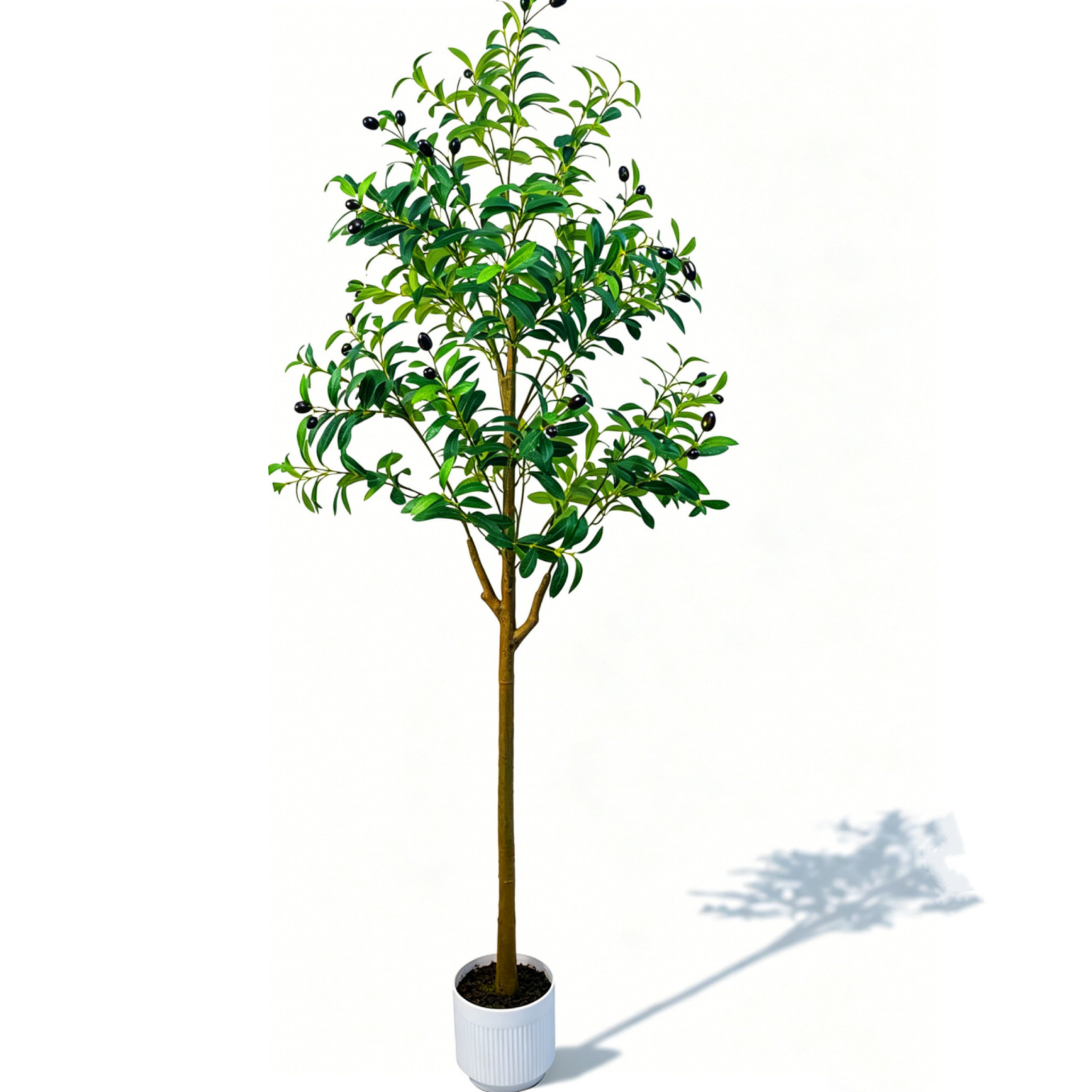 5Ft Fake Olive Tree With White Pot Moss Lifelike Foliage For Indoor Commercial