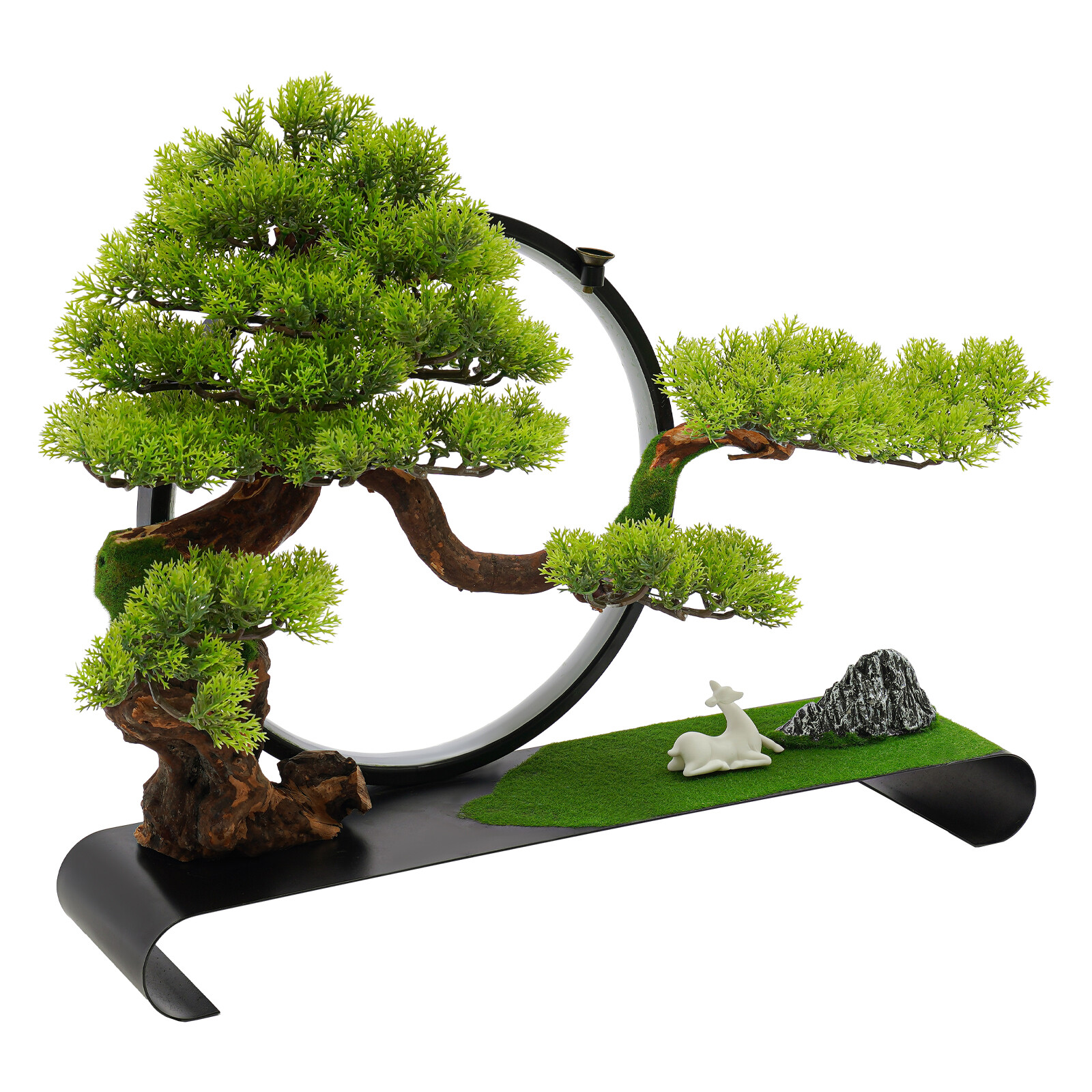 Zen Artificial Pine Tree with Lamp Rings Decoration for Backflow Incense 110V
