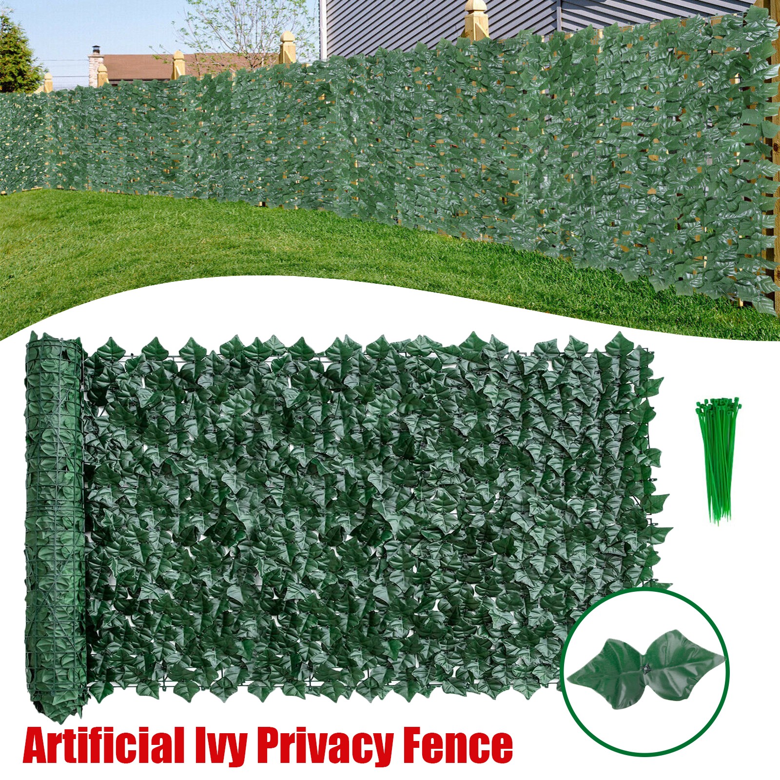 Faux Ivy Privacy Fence Screen Artificial Leaves Hedge Panel Panel Garden Decor