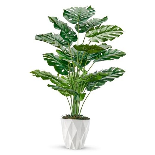 28″ Tall Fake Plants Large Artificial Monstera Faux Potted Plants Indoor with