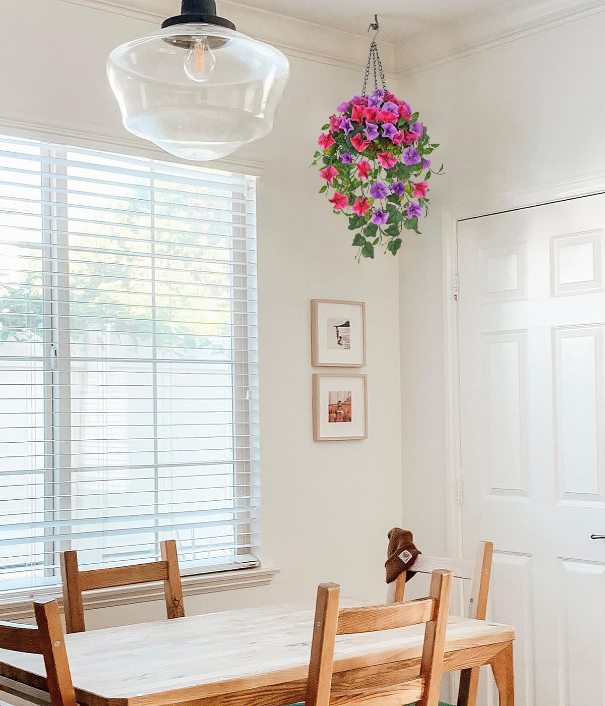 Fake Hanging Flowers with Basket Artificial Morning Glory Hanging Plants Fau