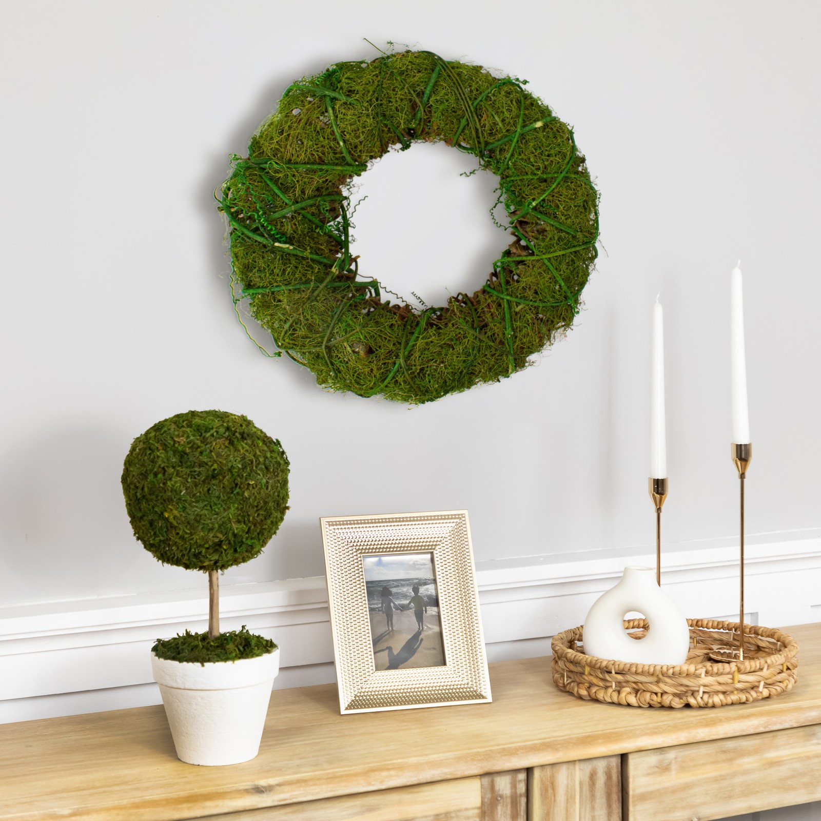 Northlight 12″ Green Moss and Vine Artificial Spring Wreath
