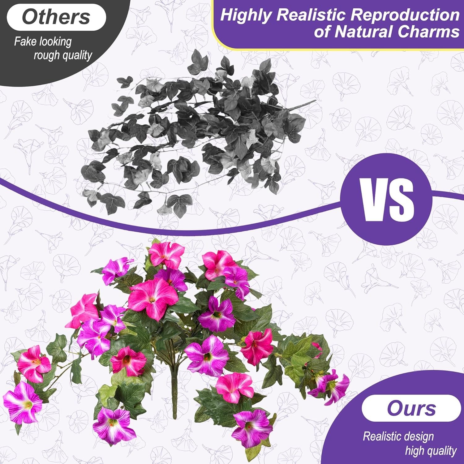 Artificial Hanging Fake Flowers with Basket Plants for Outdoor Decoration, Fa…