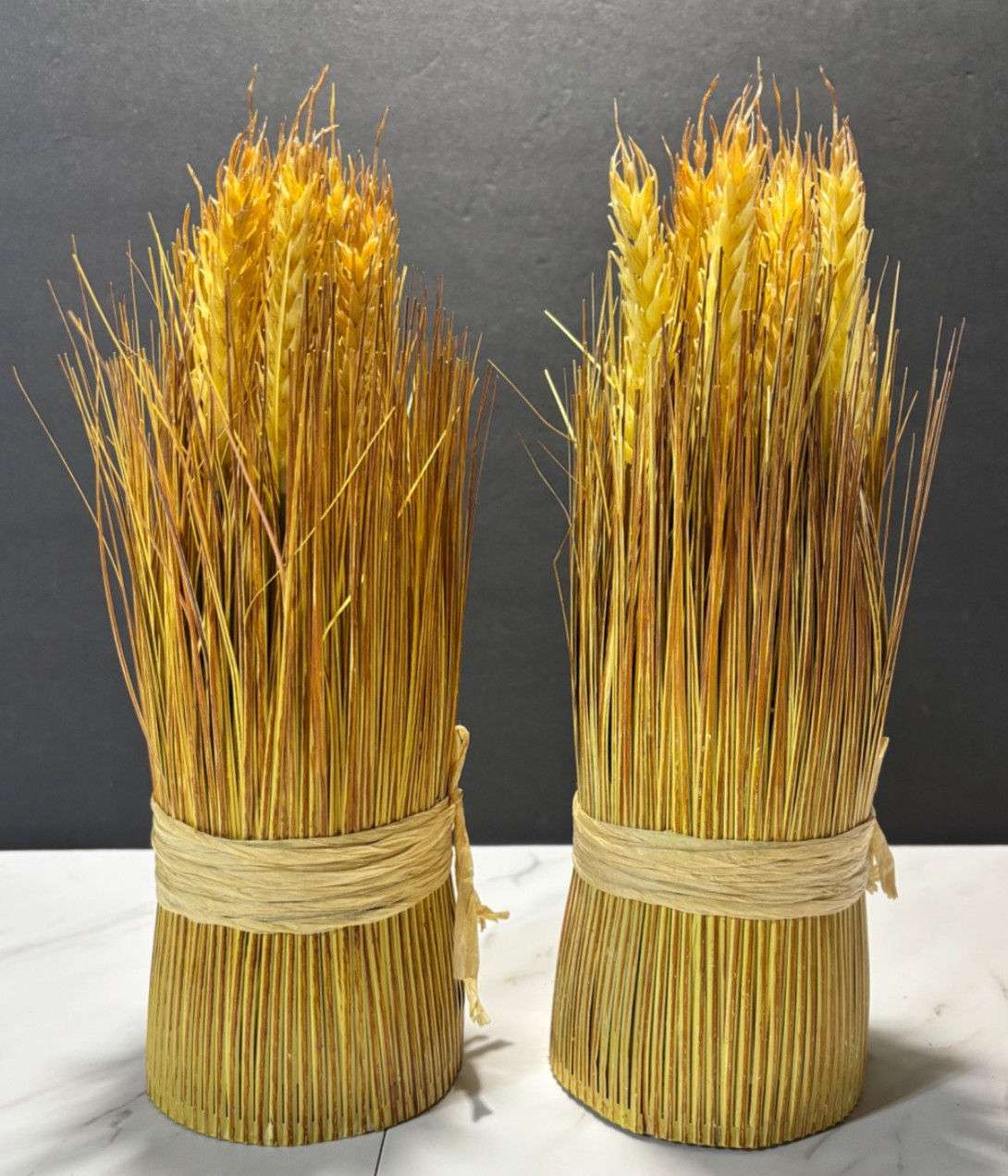 Set of 2 Elements Artificial Wheat Bundles 12” Fall Harvest Table Decor