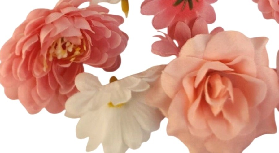 25 Pink Artificial Flower Heads for DIY Crafts – Roses, Daisies, Orchids