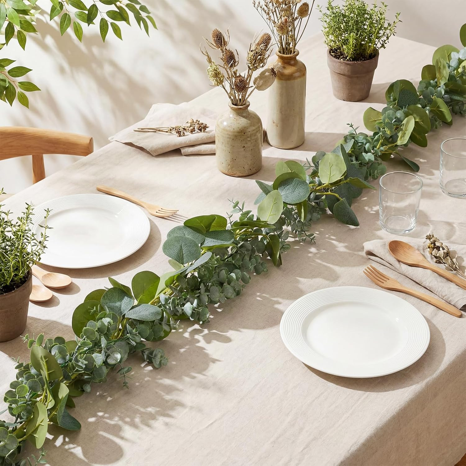 6Pcs Faux Eucalyptus Garland – 5.91ft Greenery Vines for Home & Party Decor