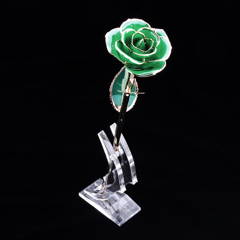Rose Display Stand, 7.5×4.72×1.58in 24K Gold Rose Flower Stand, Acrylic Singl…