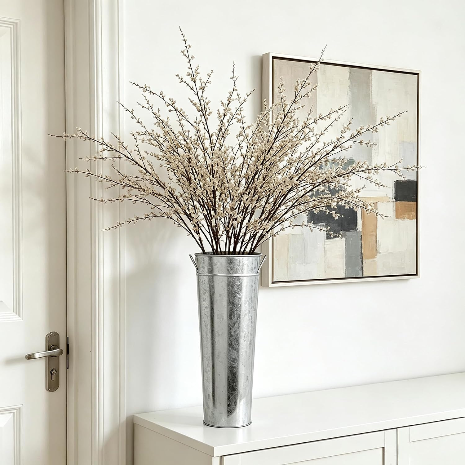Galvanized French Bucket Vase with Handles 6″ Dia X 15″ H- Perfect for Weddings,