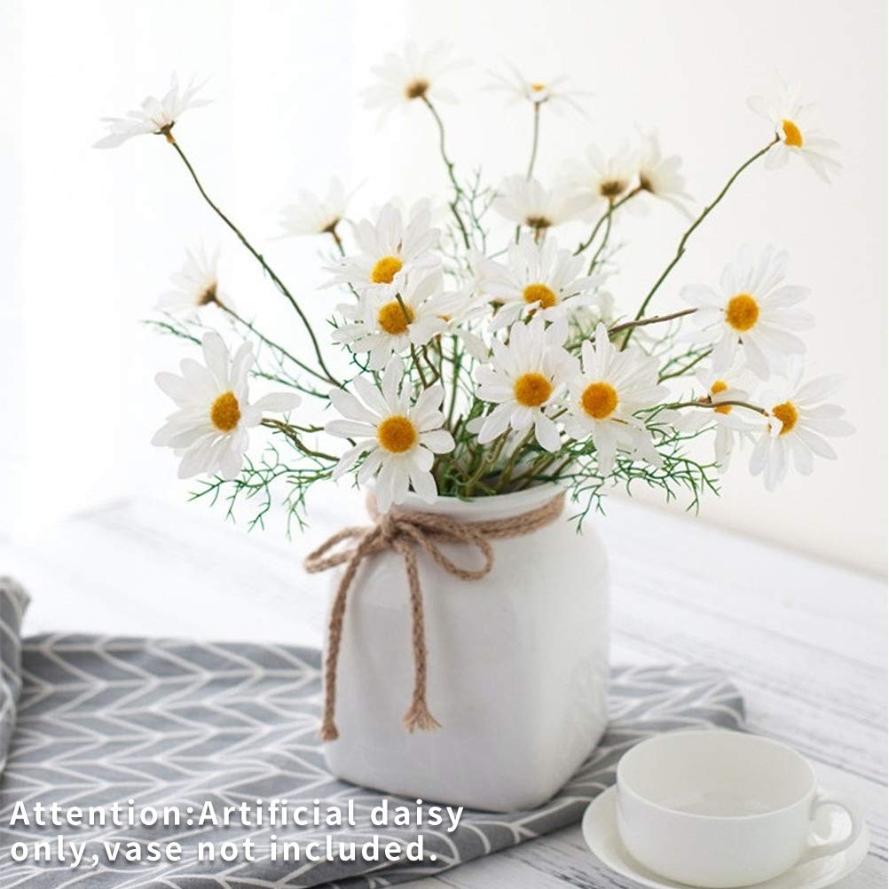 AmyHomie Artificial Daisy Flowers, 10 Bundles Silk Gerber Daisies Bulk, 50 He…