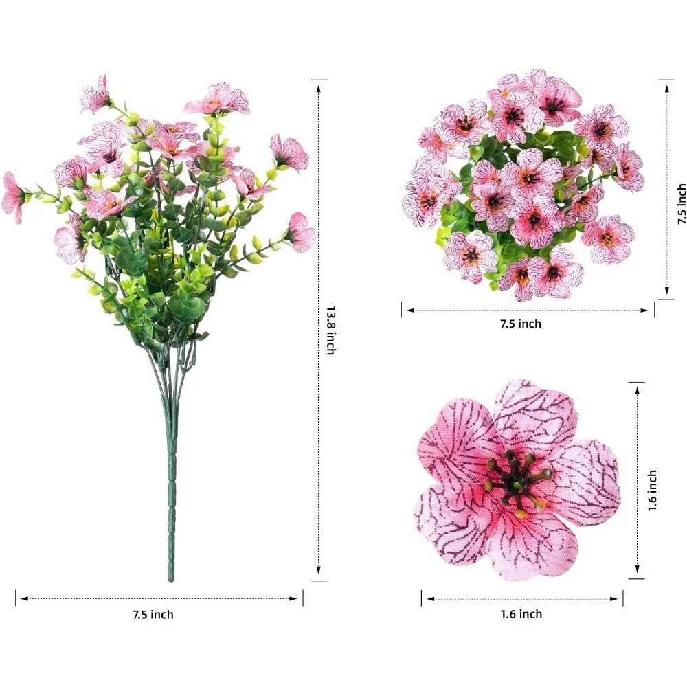Artificial Violet Eucalyptus Flowers UV Resistant Outdoor Garden Porch Decor