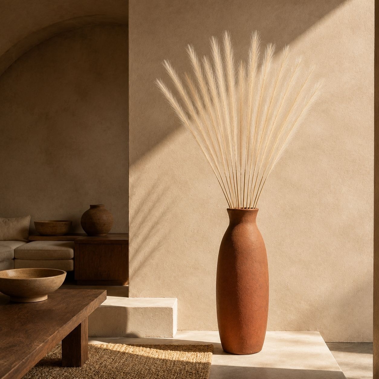 Ivory Artificial Pampas Grass Stems Set of 16, 31 Inch Faux Plumes for Tall Vase