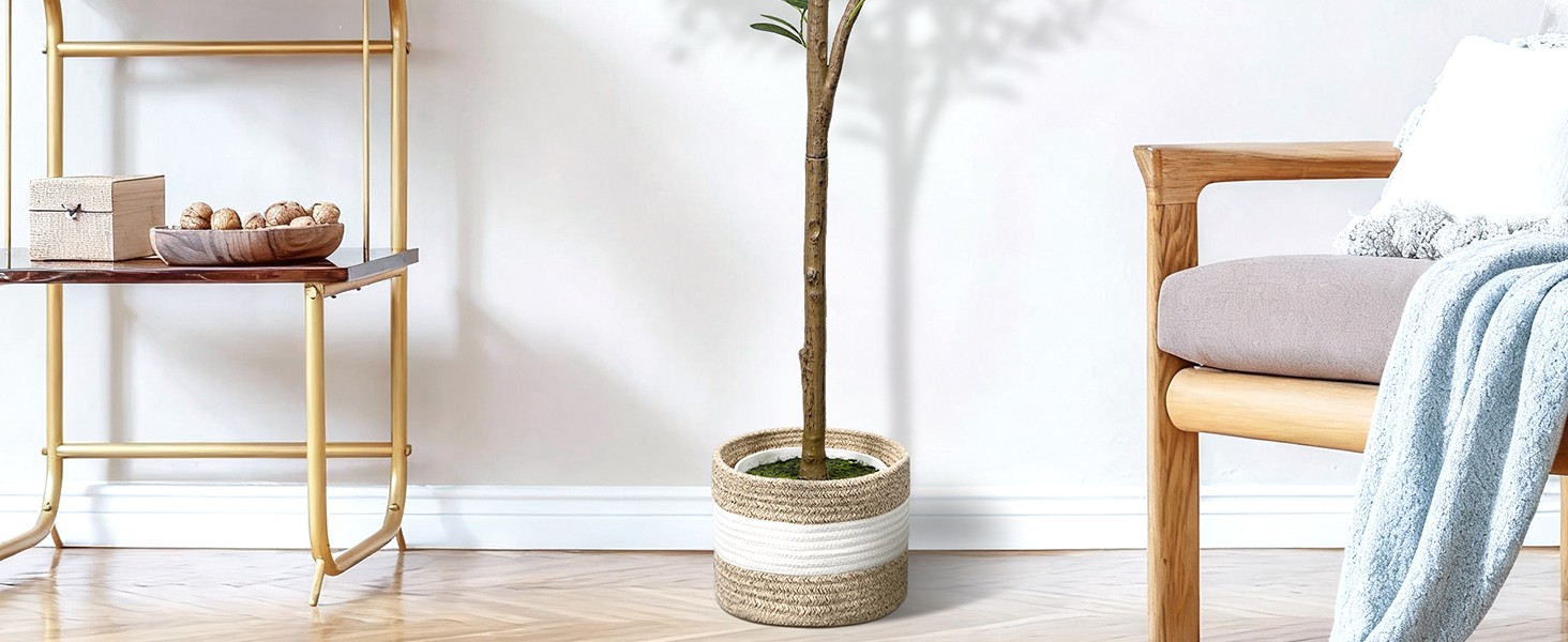 6FT Artificial Olive Tree – Indoor Tall Faux Olive Trees with Planter&Basket,