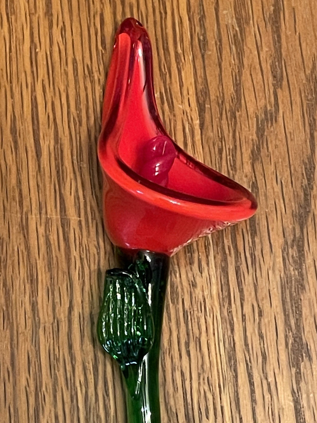 Vtg Murano Style Lot 4 Hand Blown Art Glass Long Stem Flower Bouquet 19″-20″