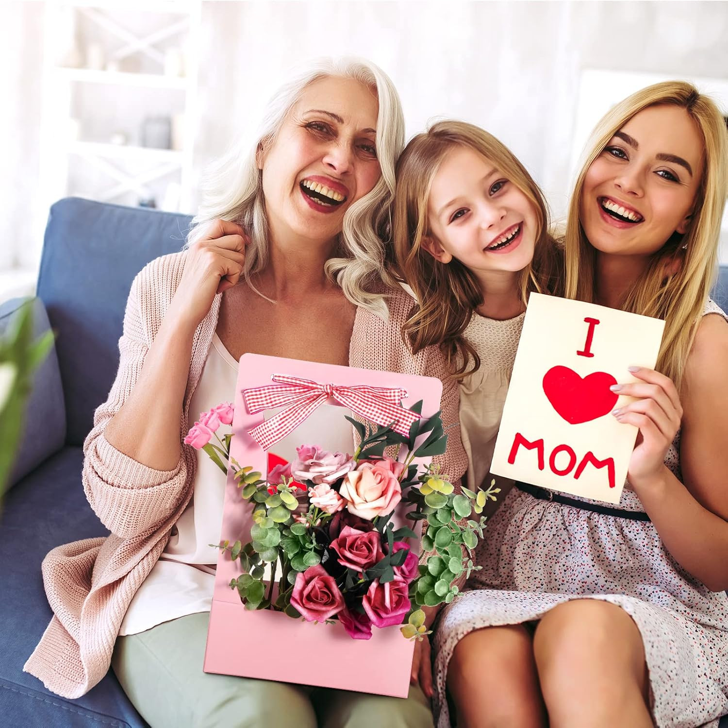 12 Pcs Mother’S Day Flower Boxes for Arrangements Paper Pink Flower Gift Bags fo
