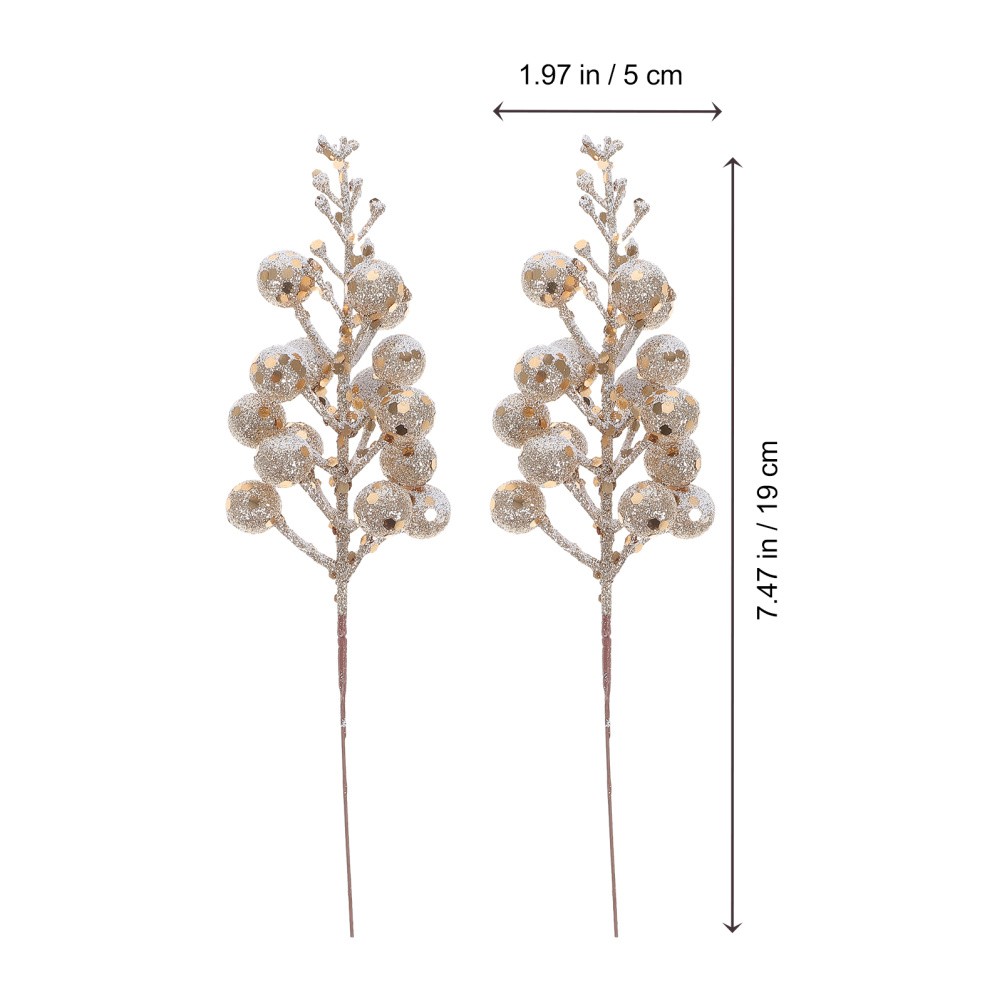 10 Pcs Fake Berry Stems Glitter Branch for Christmas Tree Holiday Decorations