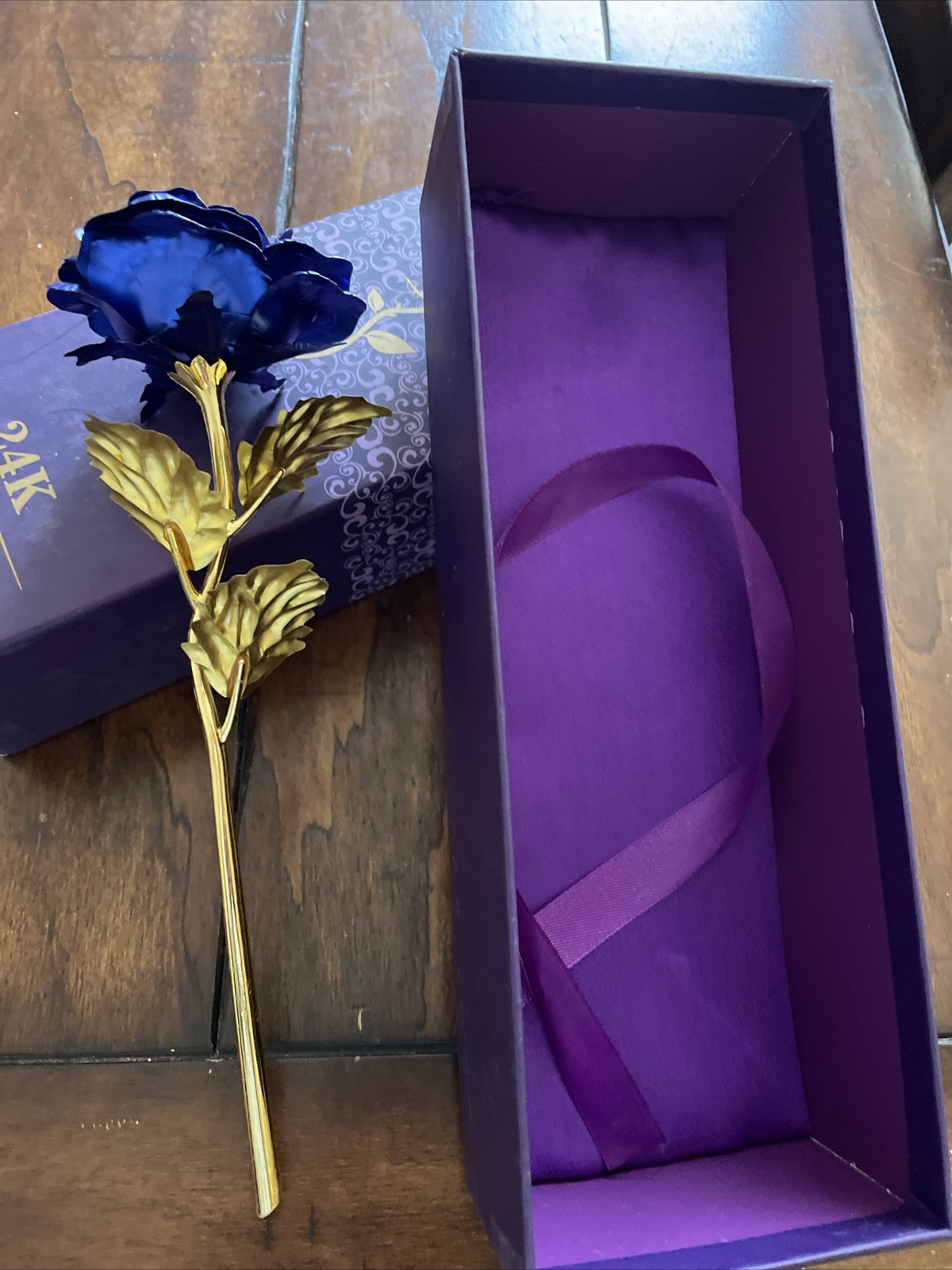 24K Gold Dipped Rose Blue Foil Petals 11″ 24k Rose Dipped Rose w/ box