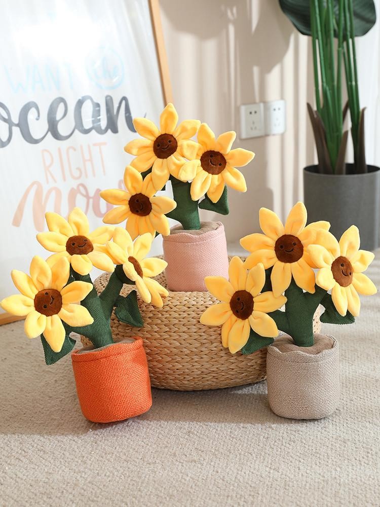 Sunflower Plush Doll Bouquet 32cm Simulation Flower Home Car Decor