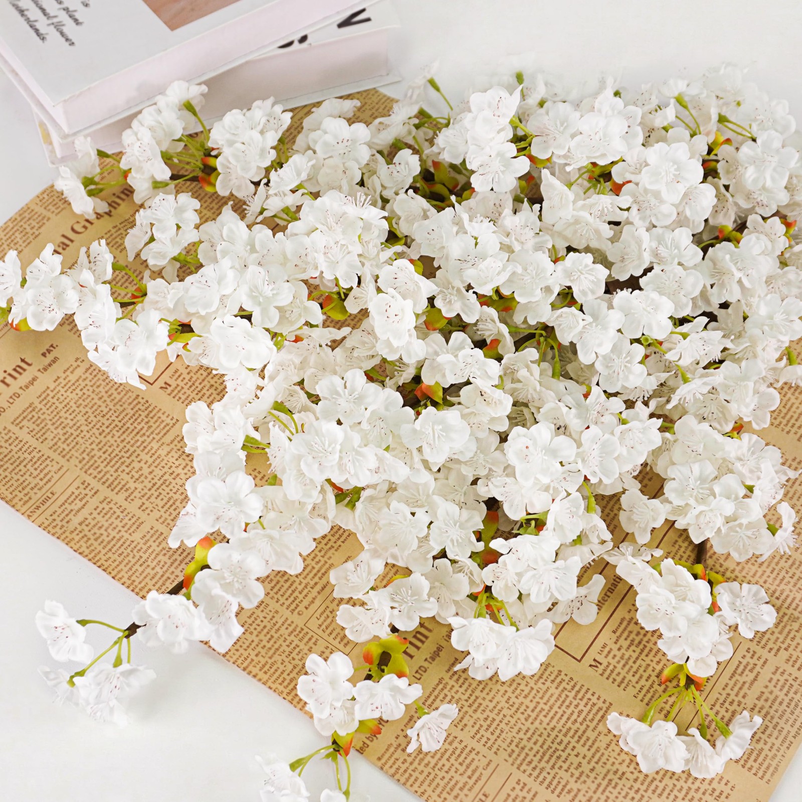 Silk Cherry Blossom Branches, 39.3in Artificial Cherry Blossom Tree Stems, Fa…