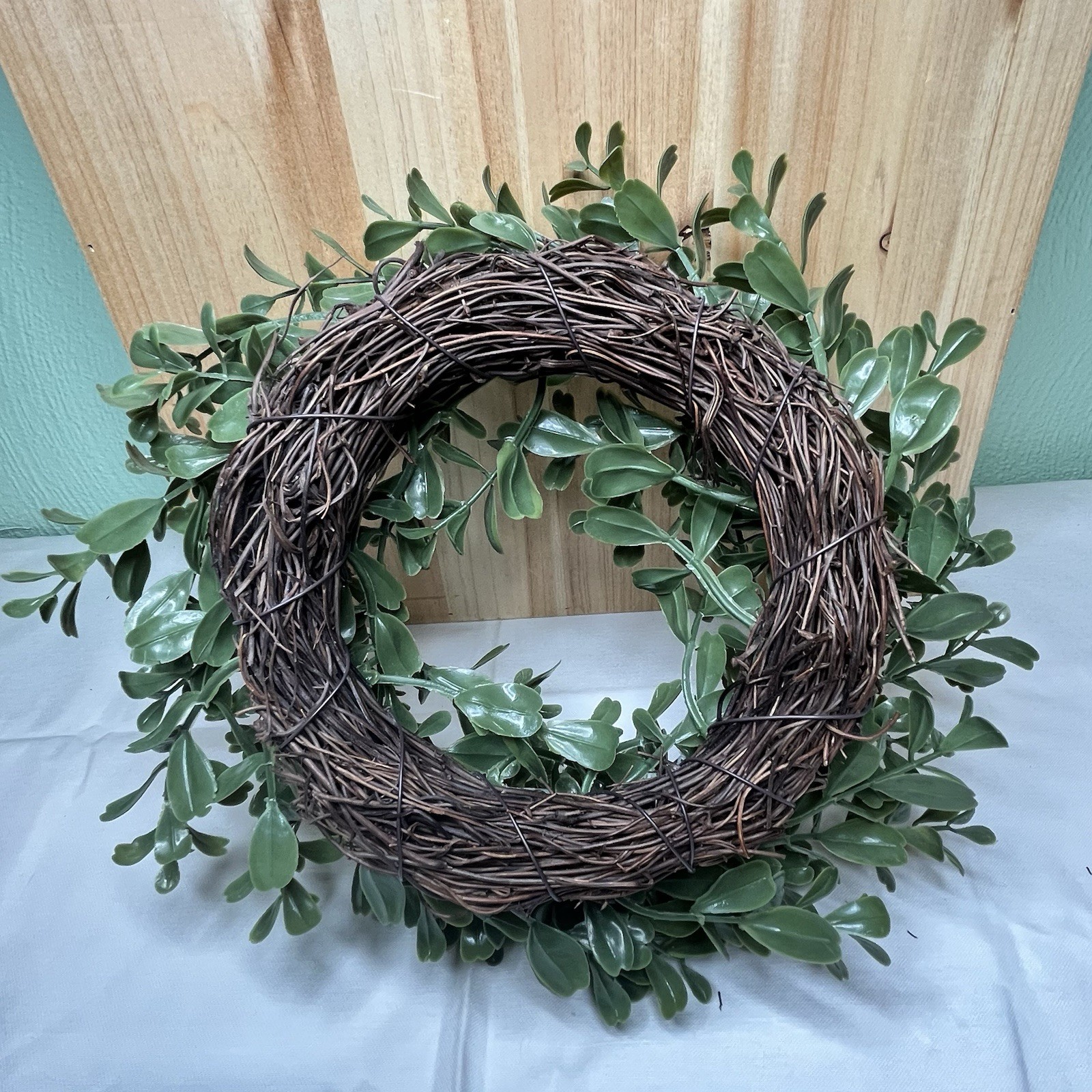 Set of 4 Faux Boxwood Candle Rings 10″ Greenery Mini Wreaths Farmhouse Decor