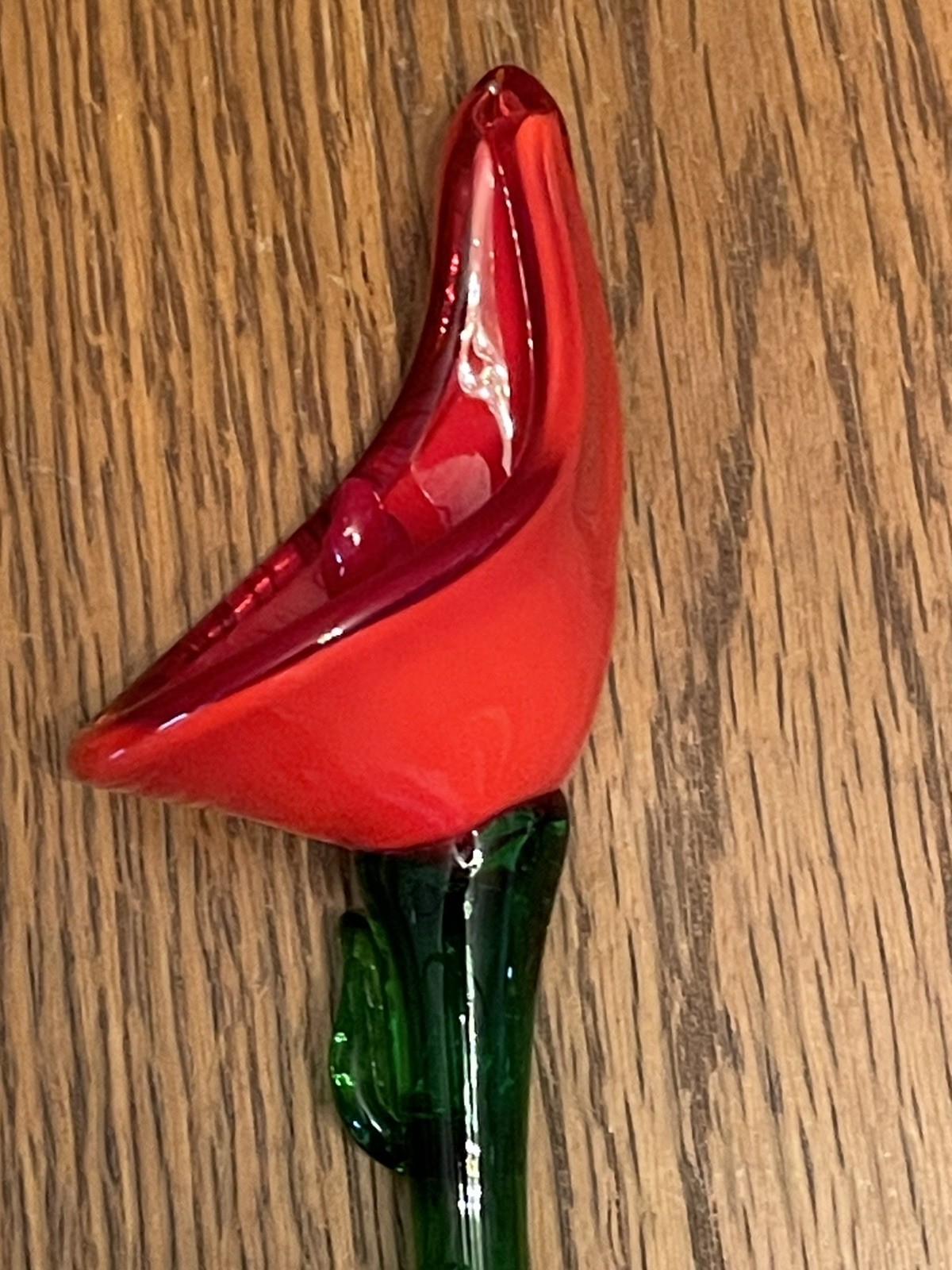 Vtg Murano Style Lot 4 Hand Blown Art Glass Long Stem Flower Bouquet 19″-20″