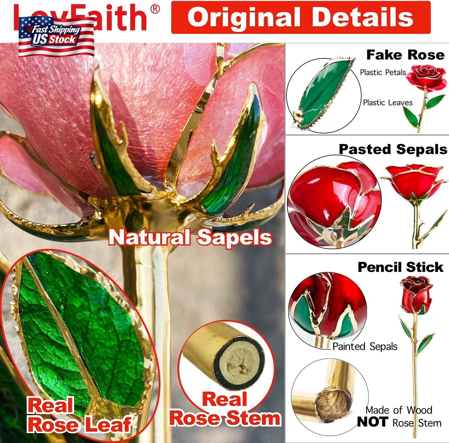 Valentine Gift Real Rose Dipped Thick Sterling Silver with Crystal Stand, Best 2