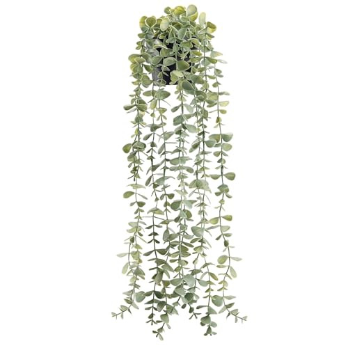 1 Pack Fake Plants Hanging Artificial Decor Faux Potted Eucalyptus Plants for